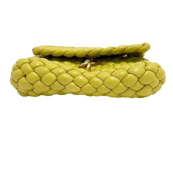 REBECCA MINKOFF Woven Leather Edie Flap Handbag Yellow - Picture 8 of 16